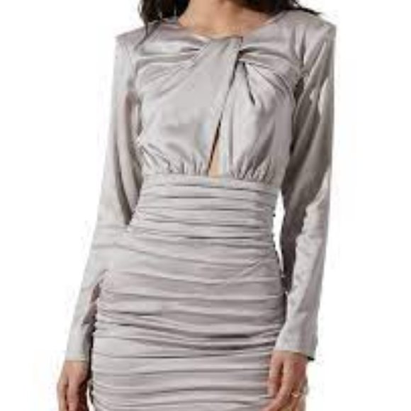 ASTR the LABEL Petrova Cut Out Dress in Silver Size Small New - Picture 3 of 14
